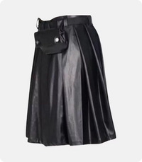 Custom Made Simple Designe Black Leather Kilt Right-Side