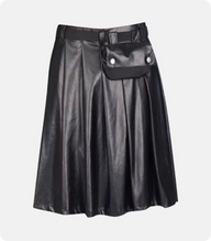 Custom Made Simple Designe Black Leather Kilt