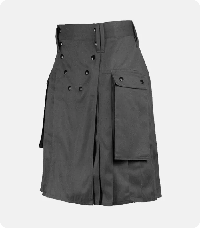 Custom Made Spartan Gray Utility Kilt For Active Wear Side