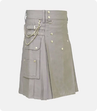 Custom Made Standard Grey Utility Kilt Side