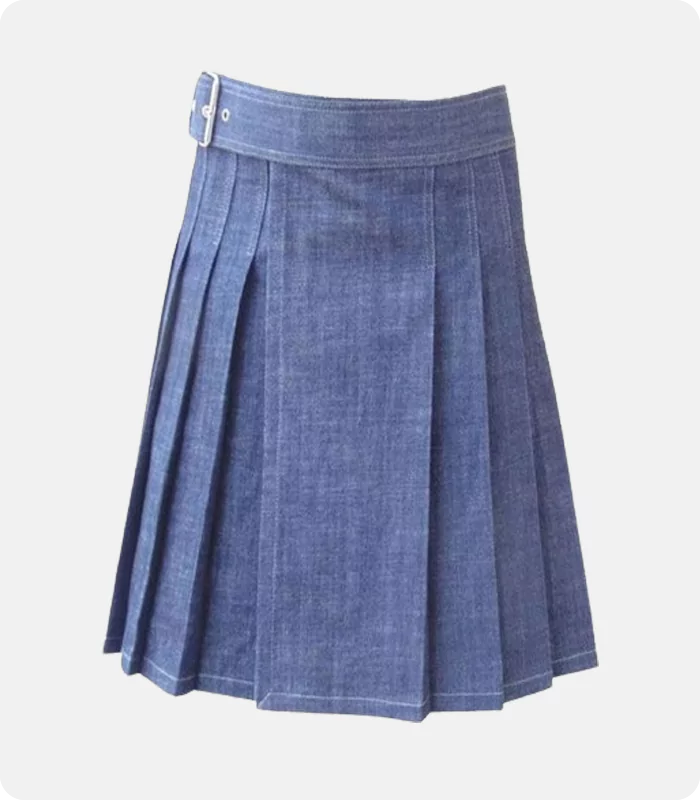 Custom Made Stylish Blue Denim Kilt