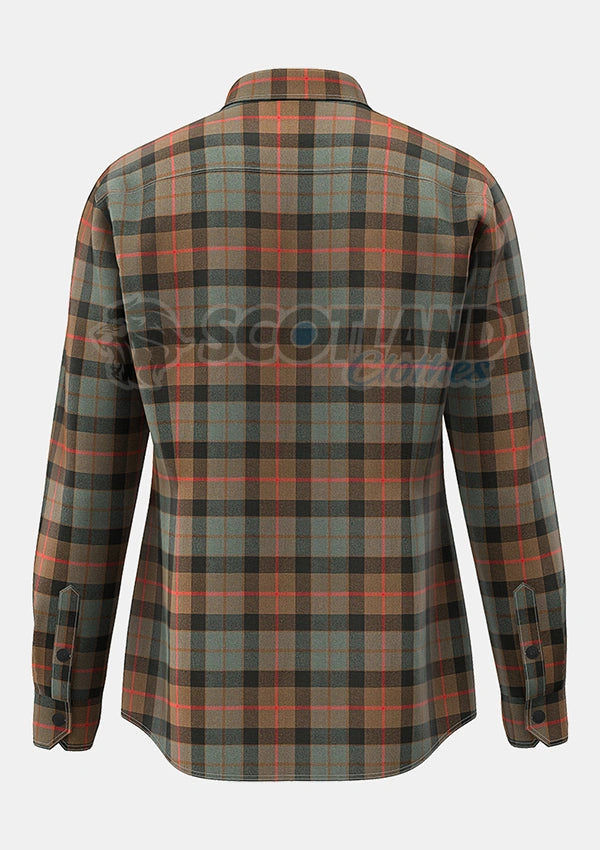 Custom Made Gunn Weathered Tartan Shirt Back Side