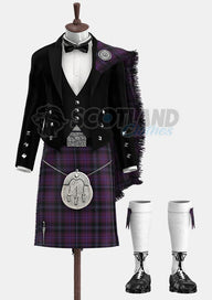 Custom Made Purple Tartan Prince Charlie Kilt Outfit
