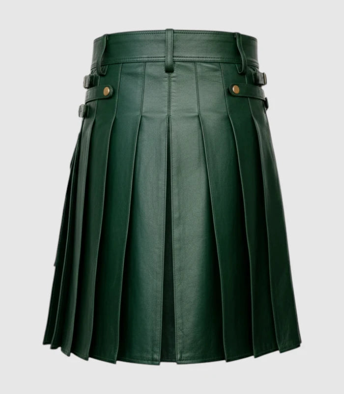 _Dark Green Leather Kilt Back