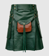 _Dark Green Leather Kilt Front