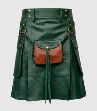 _Dark Green Leather Kilt Front