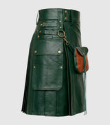 _Dark Green Leather Kilt Right Side