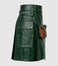 _Dark Green Leather Kilt Right Side