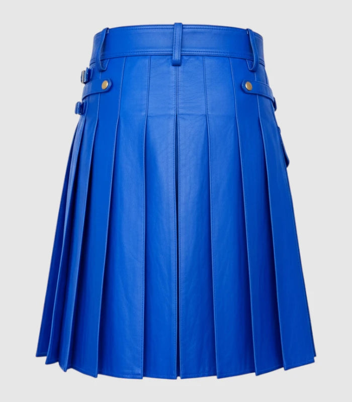 Electric Blue Leather Kilt Back