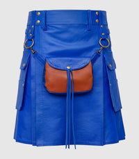 Electric Blue Leather Kilt Front