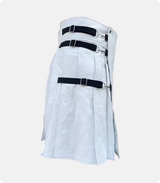 Hand Made Off White Leather Kilt left Side