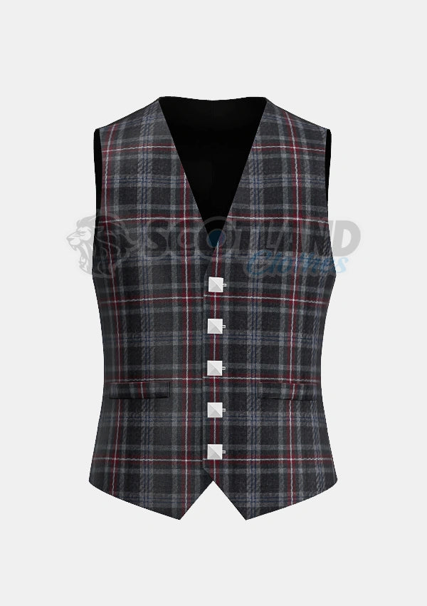 Hebridean Heather Tartan Waistcoat Front