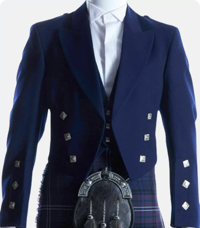 High Quality Scottish Blue Prince Charlie Jacket with Vest