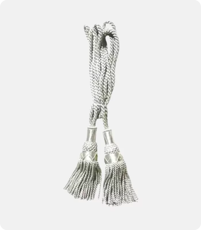 High Quality Scottish Silver Silk Bagpipe Cord Front