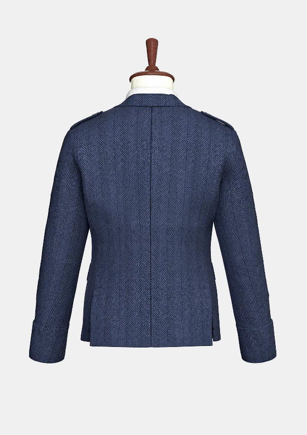 Indigo Blue Tweed Argyle Jacket