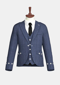 Indigo Blue Tweed Argyle Jacket