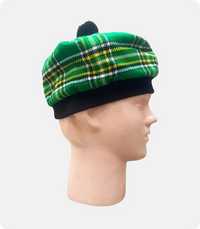 Irish Green Tartan Tam O Shanter Hat Right Side