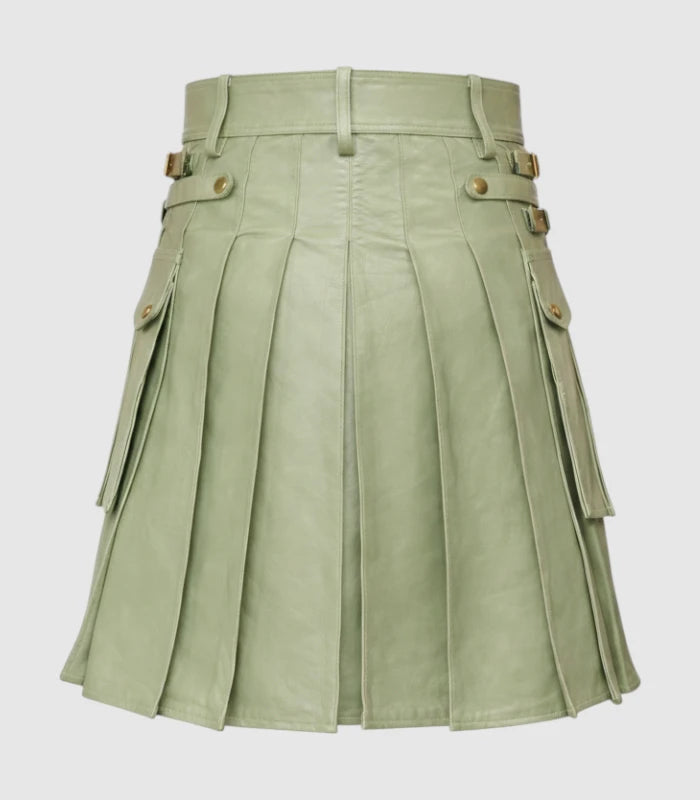 Light Green  Sage Leather Kilt Back