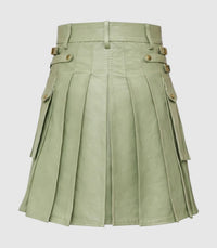 Light Green  Sage Leather Kilt Back