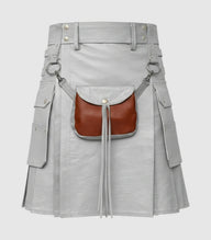 Light Grey Leather Kilt Front