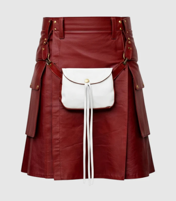 Maroon Leather Kilt Front