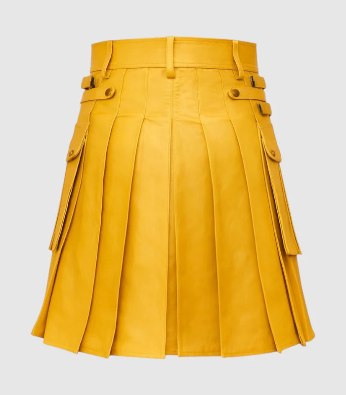 Mustard Yellow Leather Kilt Back