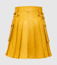 Mustard Yellow Leather Kilt Back