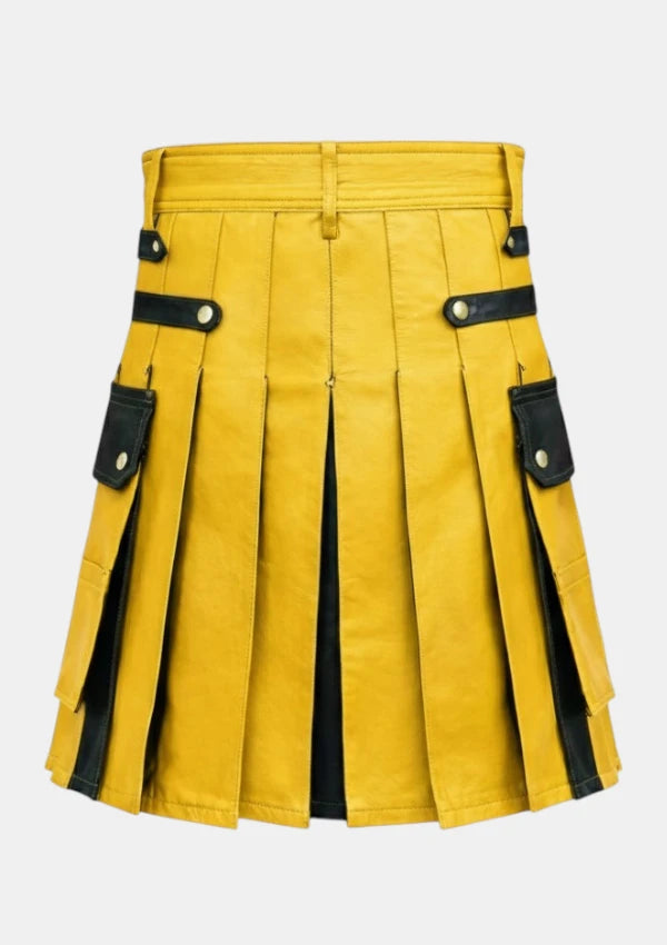 Mustard_Yellow_and_Black_Leather_Hybrid_Utility_Kilt_Back