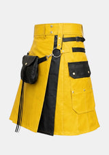 Mustard_Yellow_and_Black_Leather_Hybrid_Utility_Kilt_Left