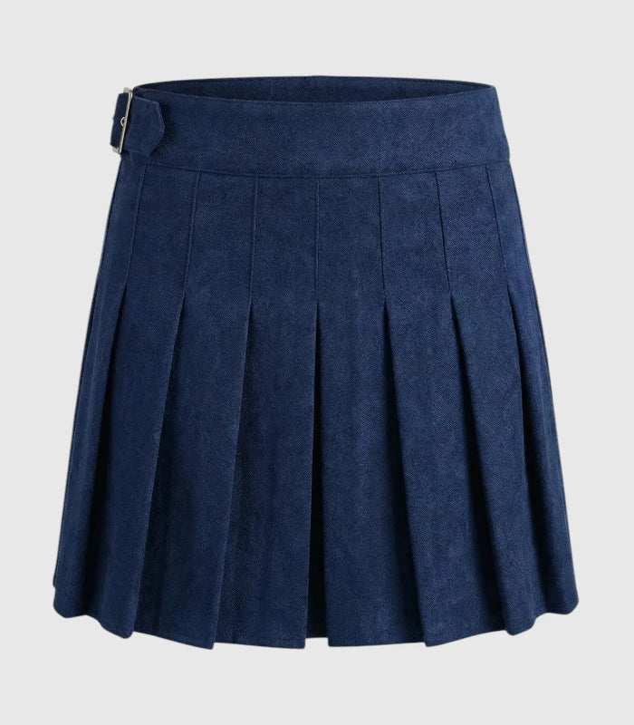 Navy Blue Women Wool Kilt Back