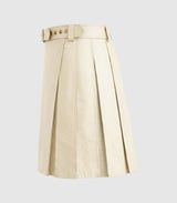 Plain Beige Cream Leather Kilt Right Side