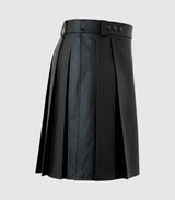 Plain Black Leather Kilt Right Side