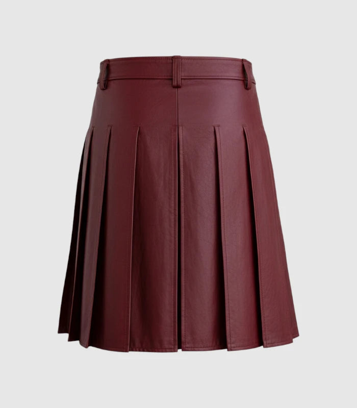 Plain Burgundy Leather Kilt Back