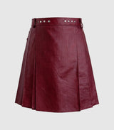 Plain Burgundy Leather Kilt Front