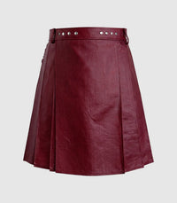 Plain Burgundy Leather Kilt Front