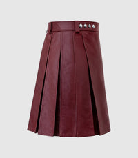 Plain Burgundy Leather Kilt Right Side 
