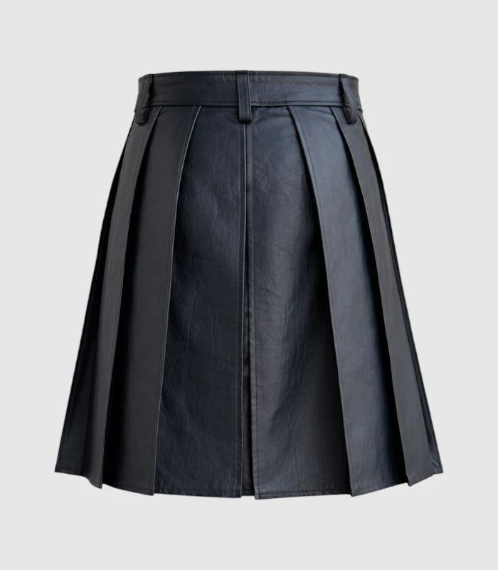 Plain Charcoal Leather Kilt Back