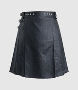 Plain Charcoal Leather Kilt Front