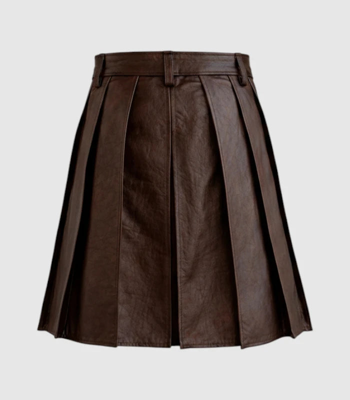 Plain Chocolate Brown Leather Kilt Back