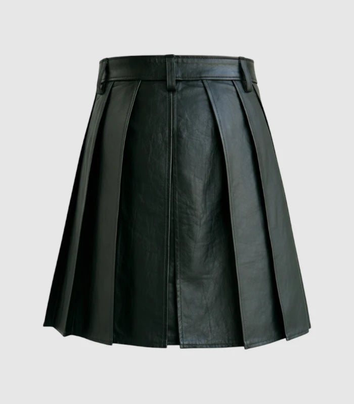 Plain Dark Green Leather Kilt Back
