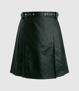 Plain Dark Green Leather Kilt Front