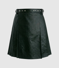 Plain Dark Green Leather Kilt Front
