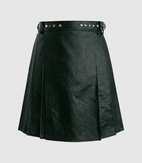 Plain Dark Green Leather Kilt Front