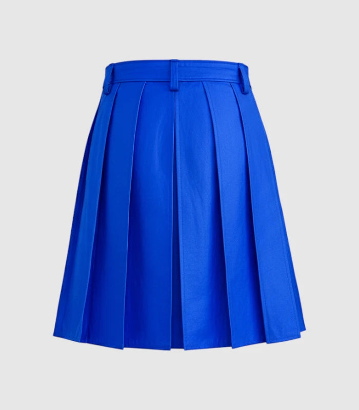 Plain Electric Blue Leather Kilt Back