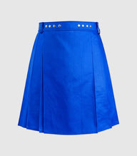 Plain Electric Blue Leather Kilt Front