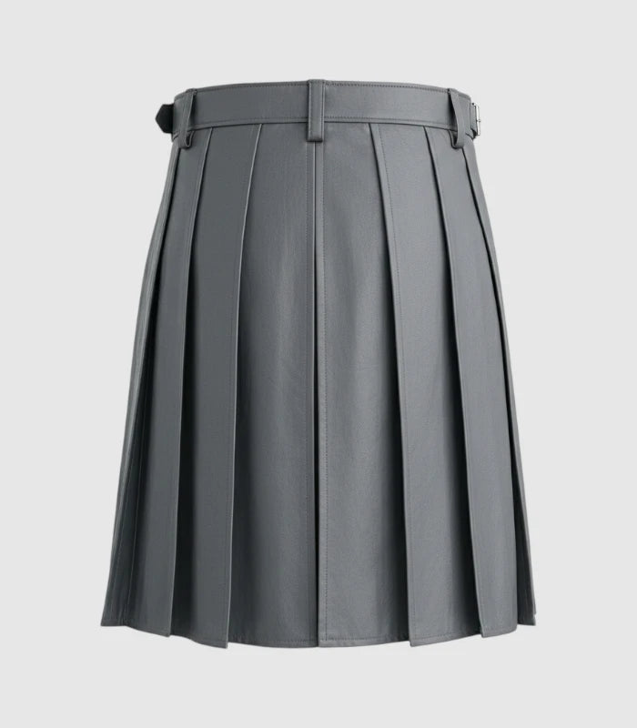 Plain Grey Leather Kilt Back
