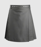 Plain Grey Leather Kilt Front