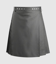 Plain Grey Leather Kilt Front
