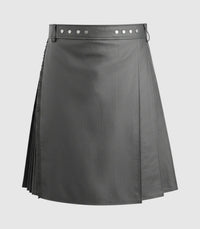 Plain Grey Leather Kilt Front