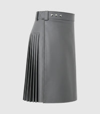 Plain Grey Leather Kilt Right Side
